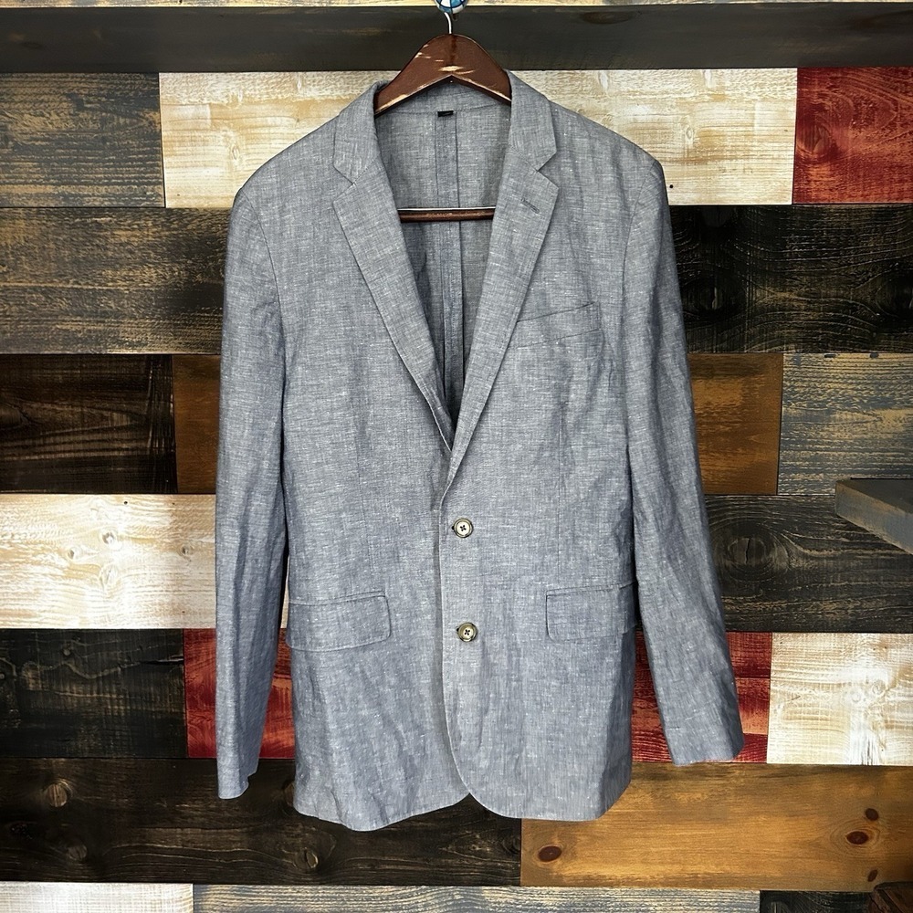 J Crew Ludlow Somelos Linen Cotton Sport Coat Blazer Grey Unlined 36R